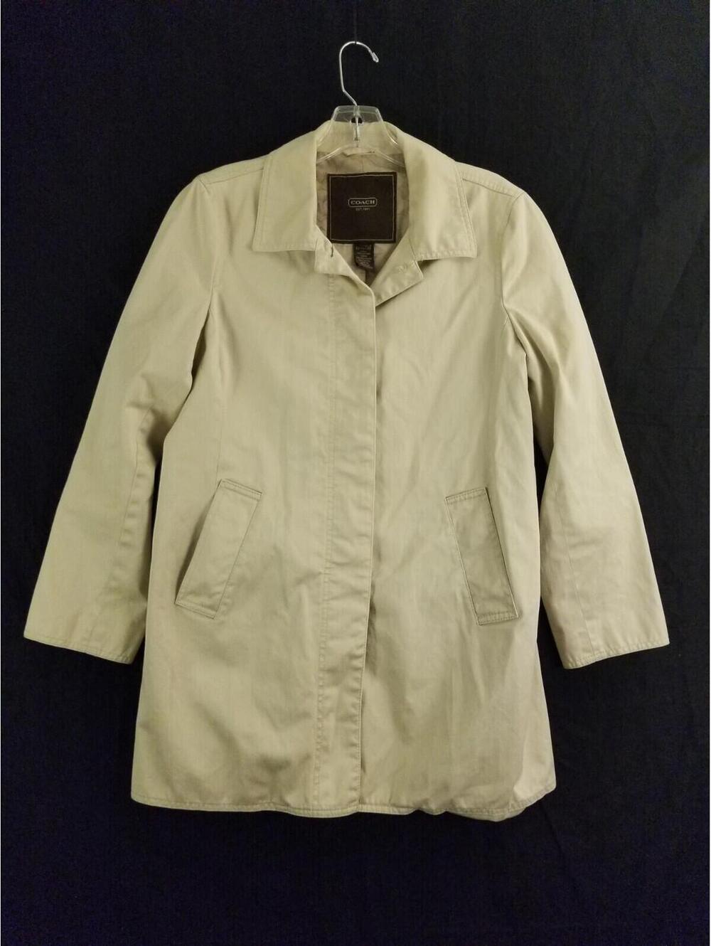 Coach Brand Cream/Light Khaki Womens M Short Trench Coat Button Jacket